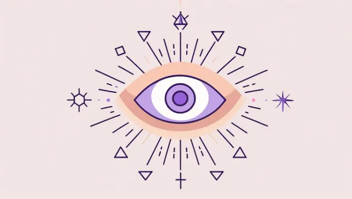 Œil violet et symboles — intuition stratégique, mindset d’entrepreneur, alignement business &amp; énergie.